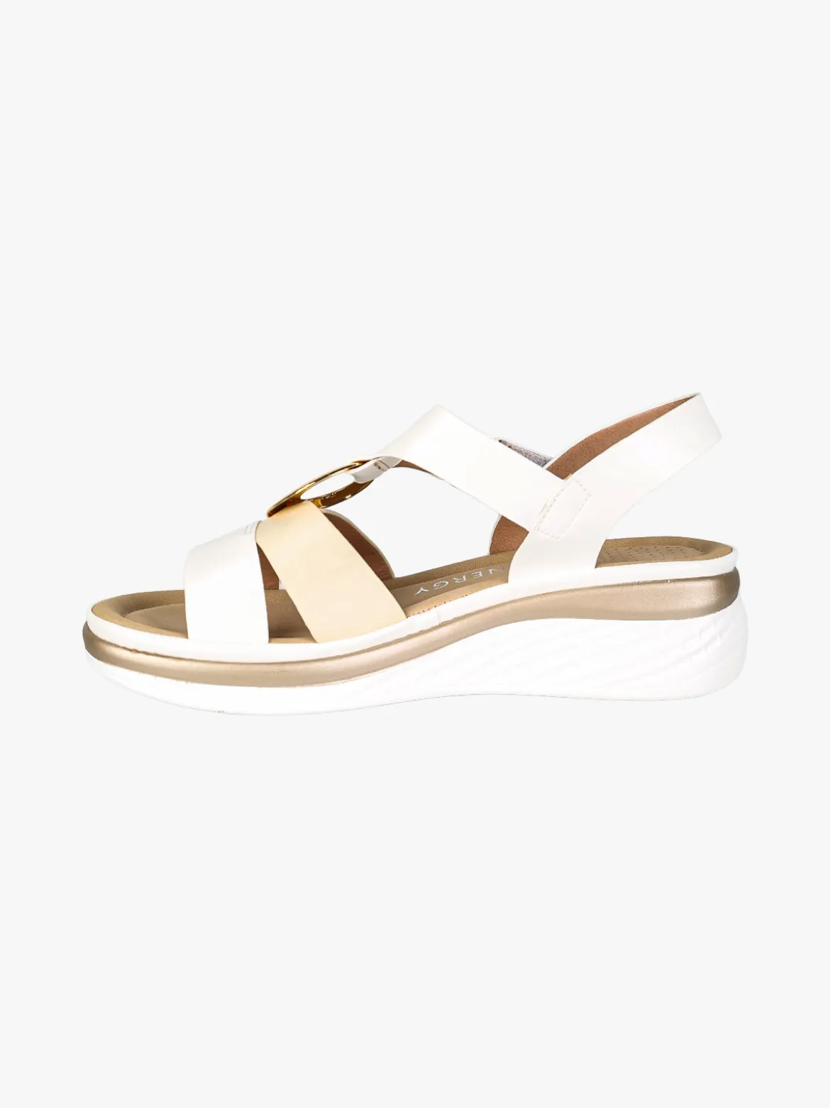 Energy Sandali donna con zeppa e cinturino a strappo - bianco