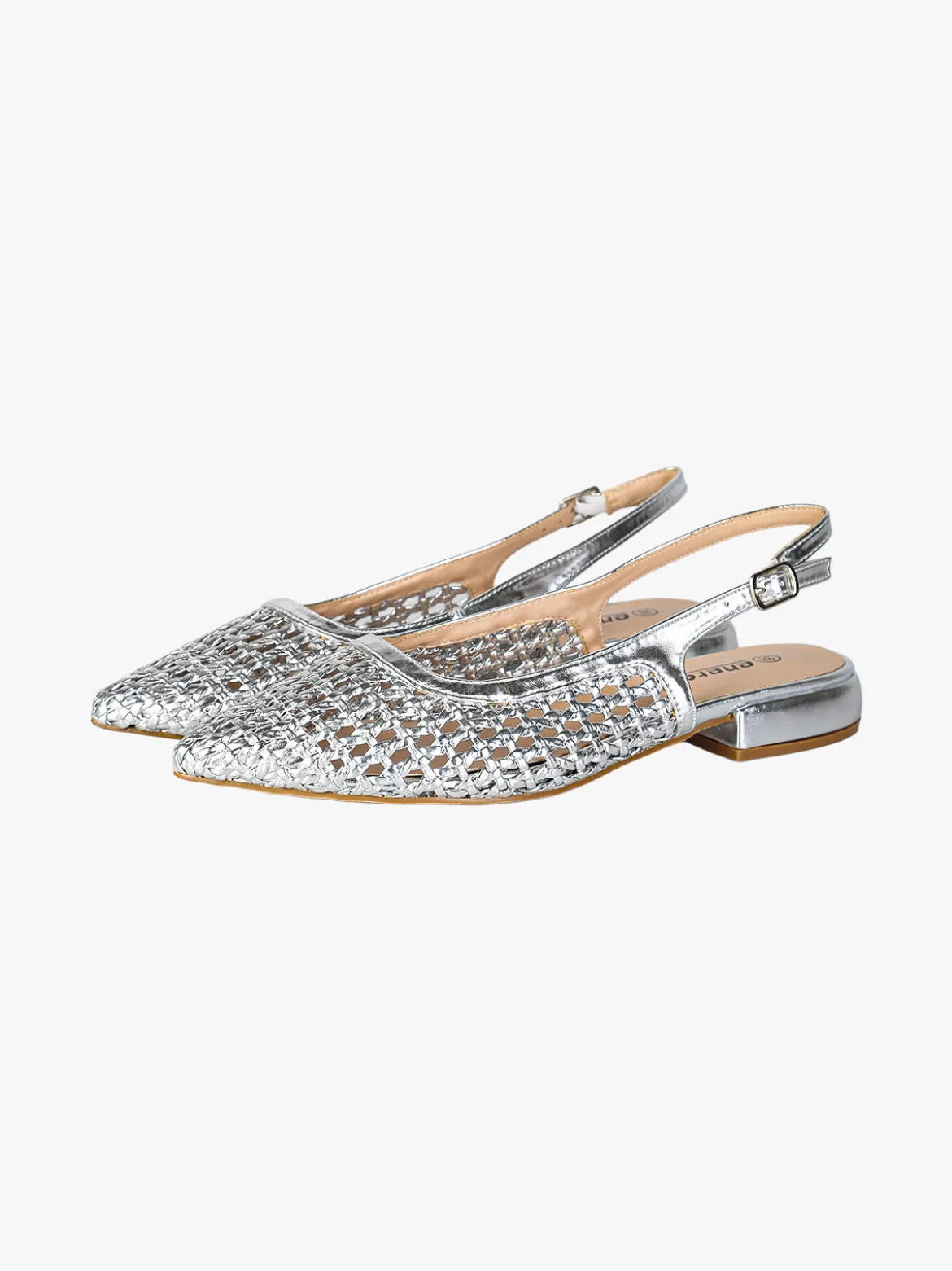 Energy Slingback basse da donna con cinturino alla caviglia - argento