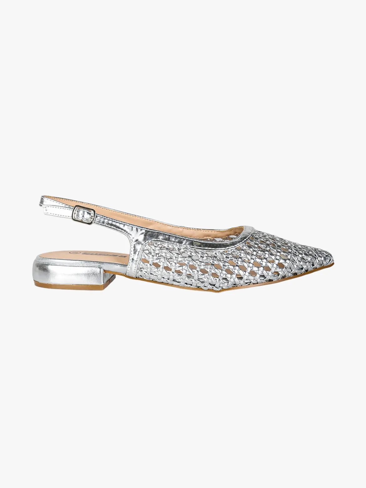 Energy Slingback basse da donna con cinturino alla caviglia - argento