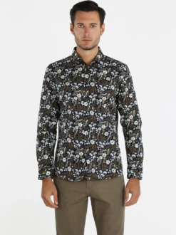 Enos Camicia uomo slim fit in cotone con stampe floreali