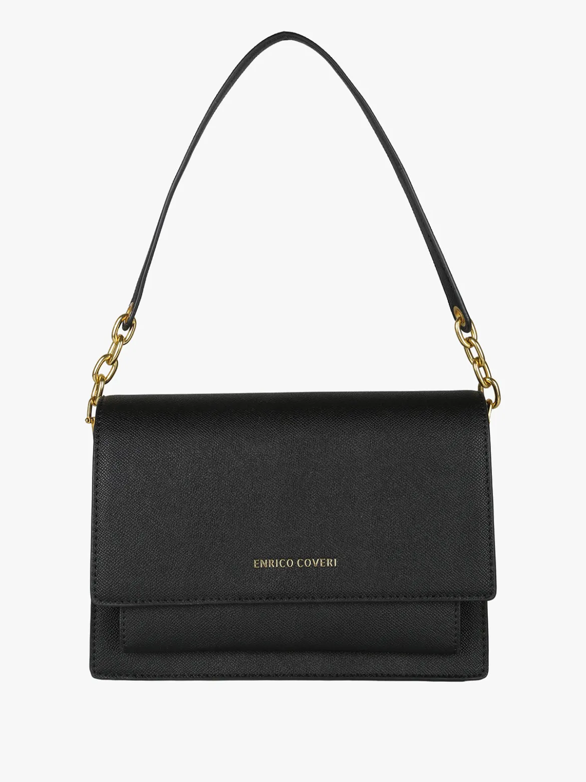 Enrico Coveri Borsa donna rigida in ecopelle con patta - nero