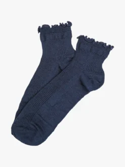Enrico Coveri Calze corte da donna a costine e bordo a volant - blu scuro