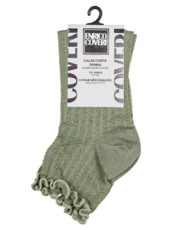 Enrico Coveri Calze corte da donna con bordo a volant - verde chiaro