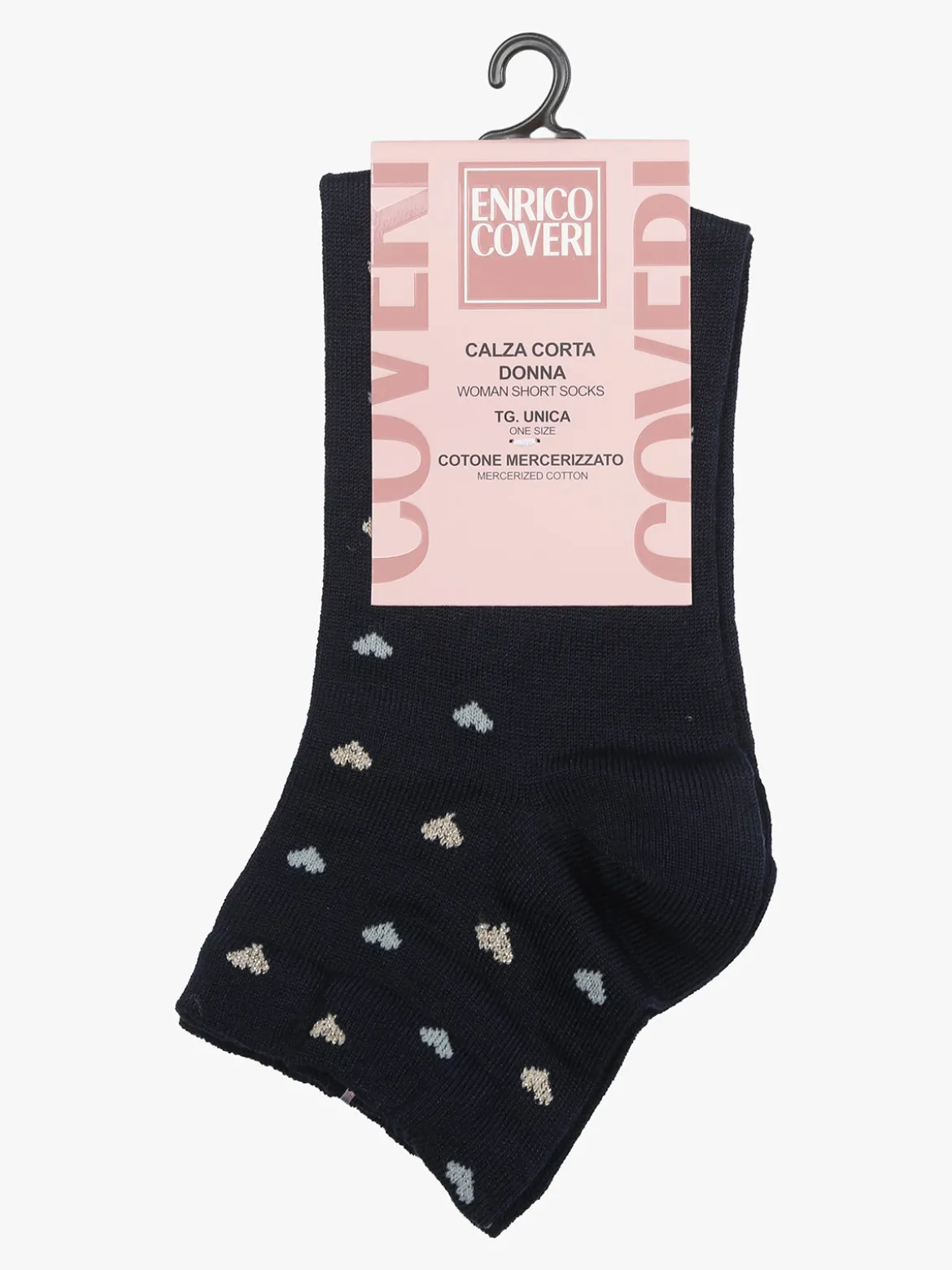 Enrico Coveri Calze corte da donna con cuori - blu scuro
