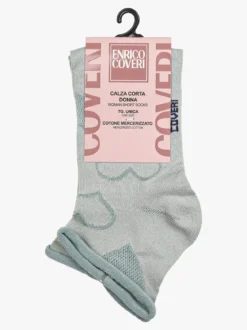 Enrico Coveri Calze corte da donna con ricami a cuori - acqua marina
