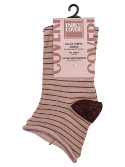 Enrico Coveri Calze corte da donna in cotone mercerizzato - rosa