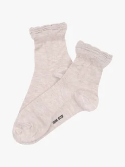 Enrico Coveri Calze corte donna in caldo cotone con bordo volant - beige