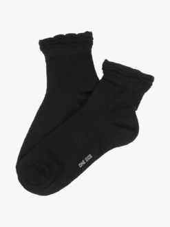 Enrico Coveri Calze corte donna in caldo cotone con bordo volant - nero