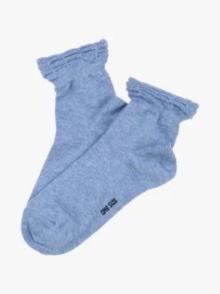 Enrico Coveri Calze corte donna in caldo cotone con bordo volant - cielo