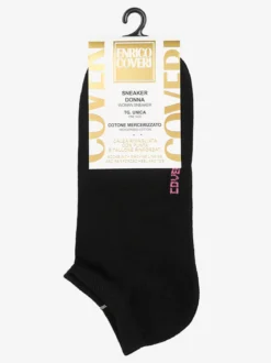 Enrico Coveri Calze corte sneaker da donna in cotone mercerizzato - nero
