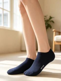 Enrico Coveri Calze corte sneaker da donna in cotone mercerizzato - blu scuro