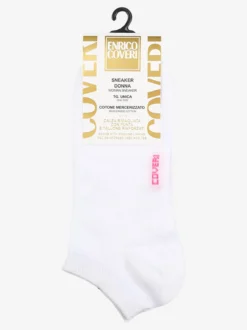 Enrico Coveri Calze corte sneaker da donna in cotone mercerizzato - bianco