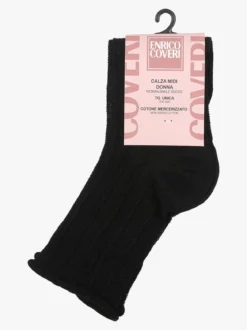 Enrico Coveri Calze donna midi in cotone mercerizzato - nero