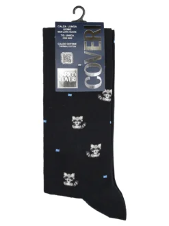Enrico Coveri Calze lunghe da uomo in caldo cotone con stampe - blu scuro