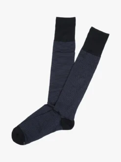 Enrico Coveri Calze lunghe da uomo in cotone mercerizzato a righe sottili - blu scuro