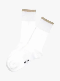 Enrico Coveri Calze midi donna con bordo lurex - bianco
