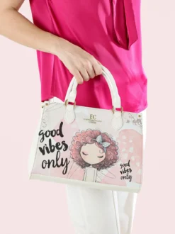 Enrico Coveri Contemporary Borsa frame da donna in ecopelle con stampa disegno - bianco
