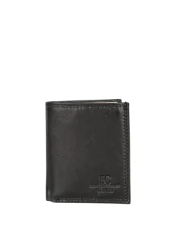 Enrico Coveri Contemporary Mini portafoglio verticale in pelle da uomo - nero