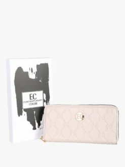 Enrico Coveri Contemporary Portafoglio donna in ecopelle con zip - sabbia