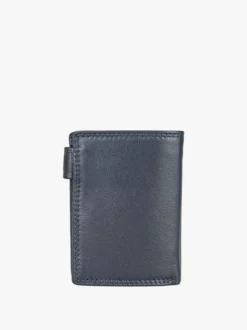 Enrico Coveri Contemporary Portafoglio verticale in pelle da uomo con bottone - blu scuro