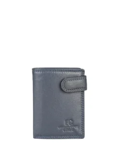 Enrico Coveri Contemporary Portafoglio verticale in pelle da uomo con bottone - blu scuro