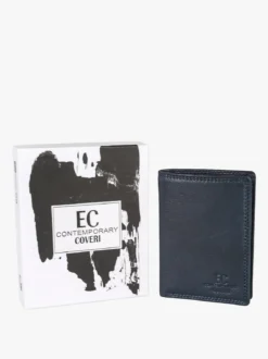 Enrico Coveri Contemporary Portafoglio verticale in pelle da uomo - blu scuro