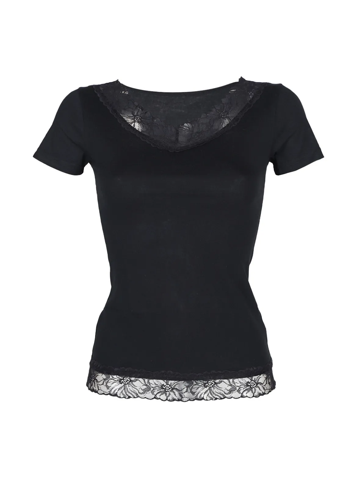 Essenza ART.3559 T-shirt intima da donna in cotone bielastico con pizzo