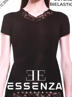 Essenza ART.3559 T-shirt intima da donna in cotone bielastico con pizzo