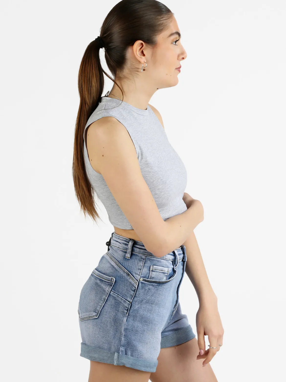 Essenziale Milano Canotta cropped da donna a spalla larga