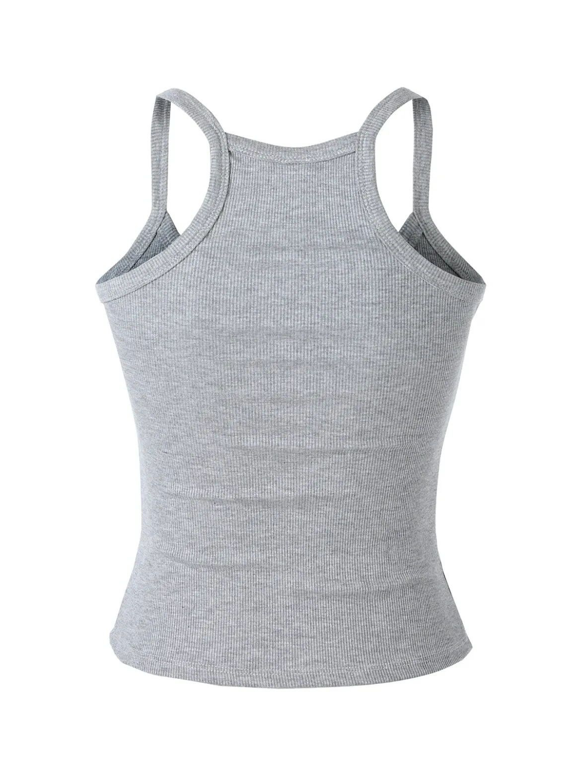 Essenziale Milano Top donna a coste con spalline strette e scollo vogatore - grigio