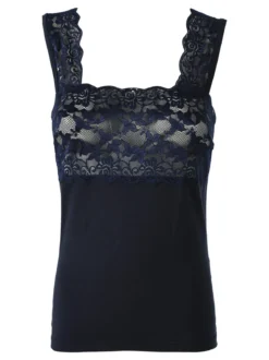 Esse Speroni Canotta intima donna con pizzo - blu scuro