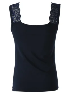 Esse Speroni Canotta intima donna con pizzo - blu scuro