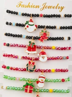 Fashion Jewrly Braccialetti con perline colorate. Confezione da 12