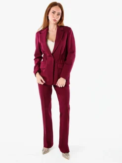Fast Fashion Completo elegante da donna con blazer e pantaloni con finale a zampa - bordeaux