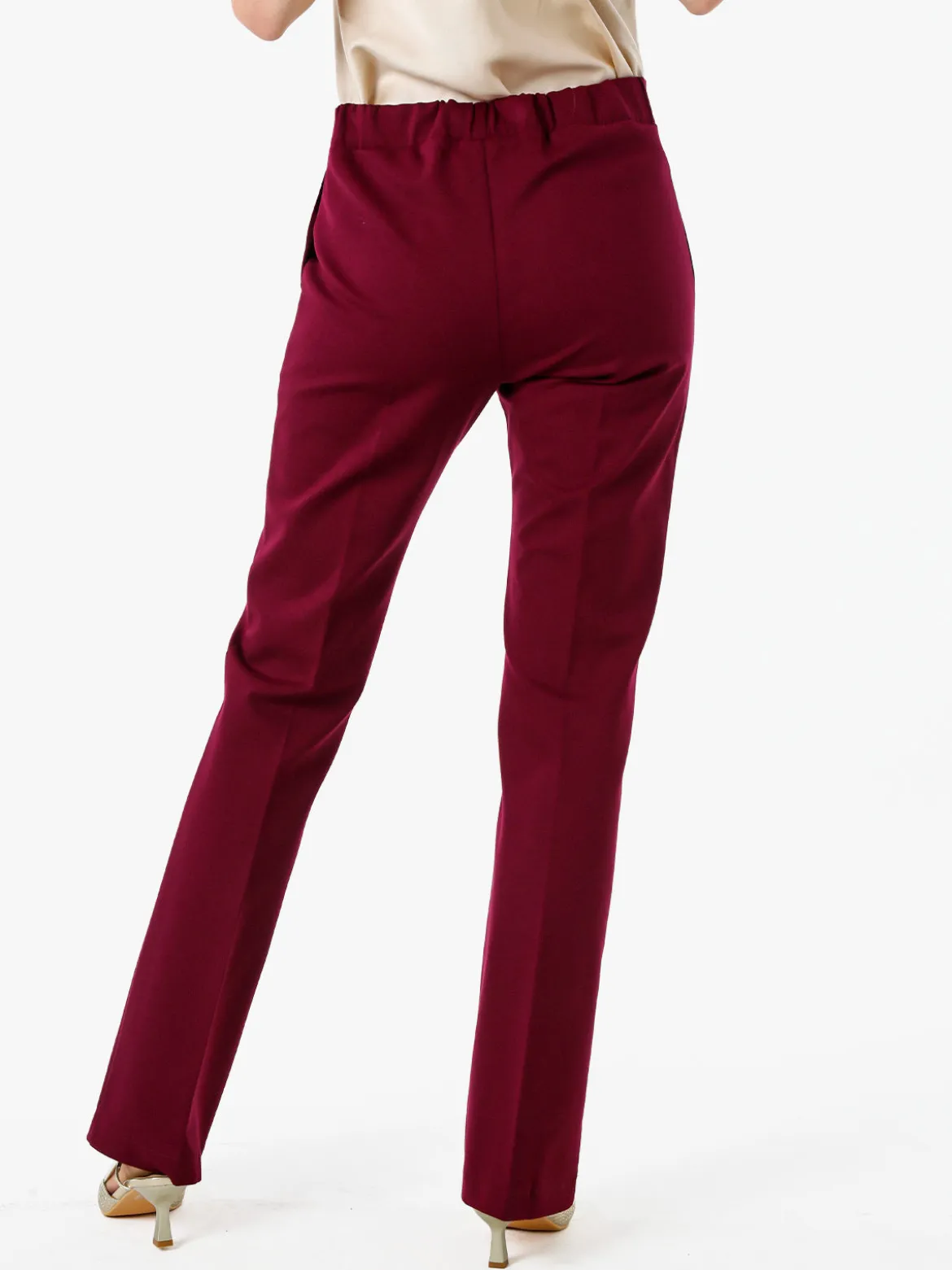 Fast Fashion Completo elegante da donna con blazer e pantaloni con finale a zampa - bordeaux