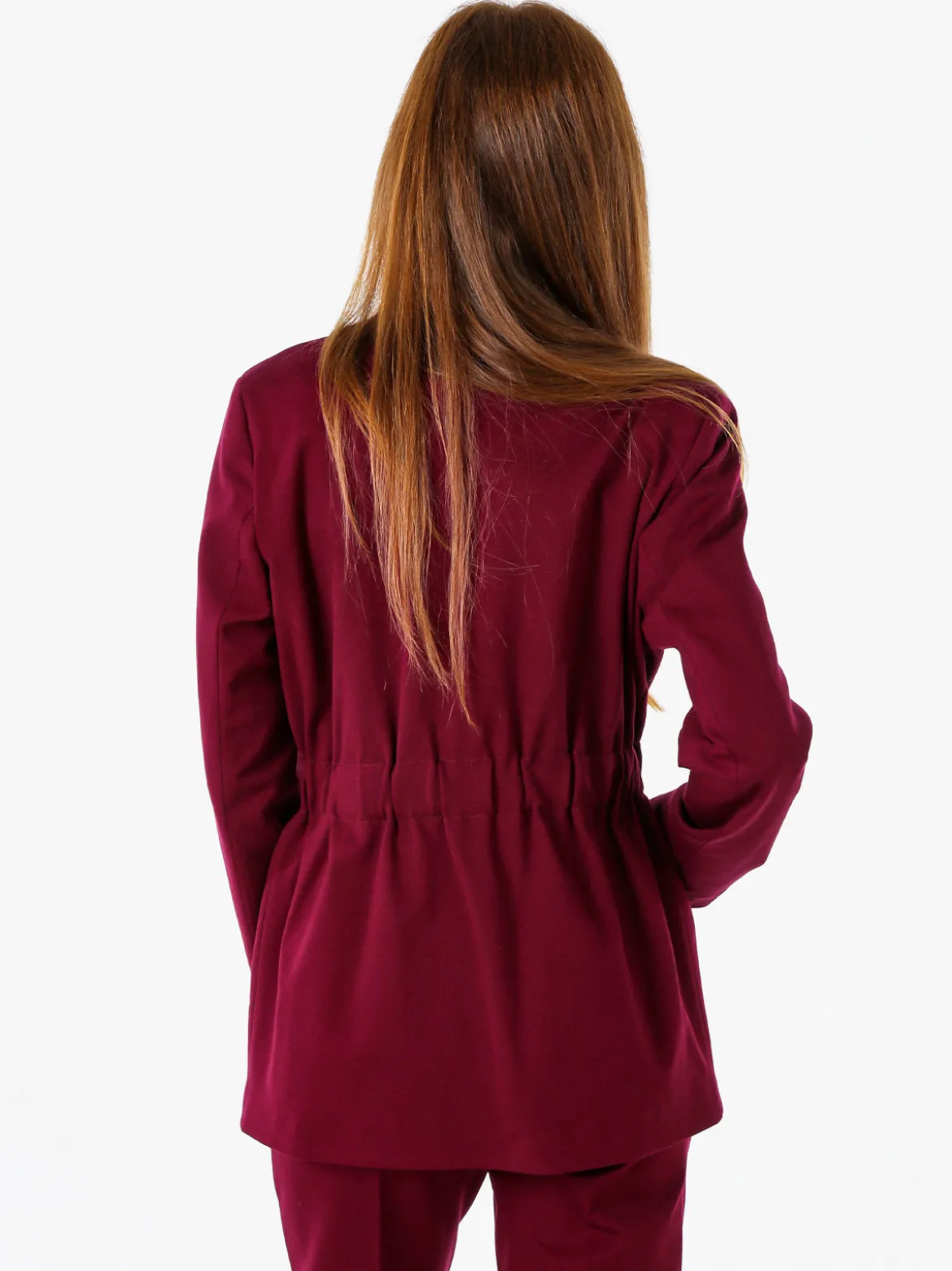 Fast Fashion Completo elegante da donna con blazer e pantaloni con finale a zampa - bordeaux
