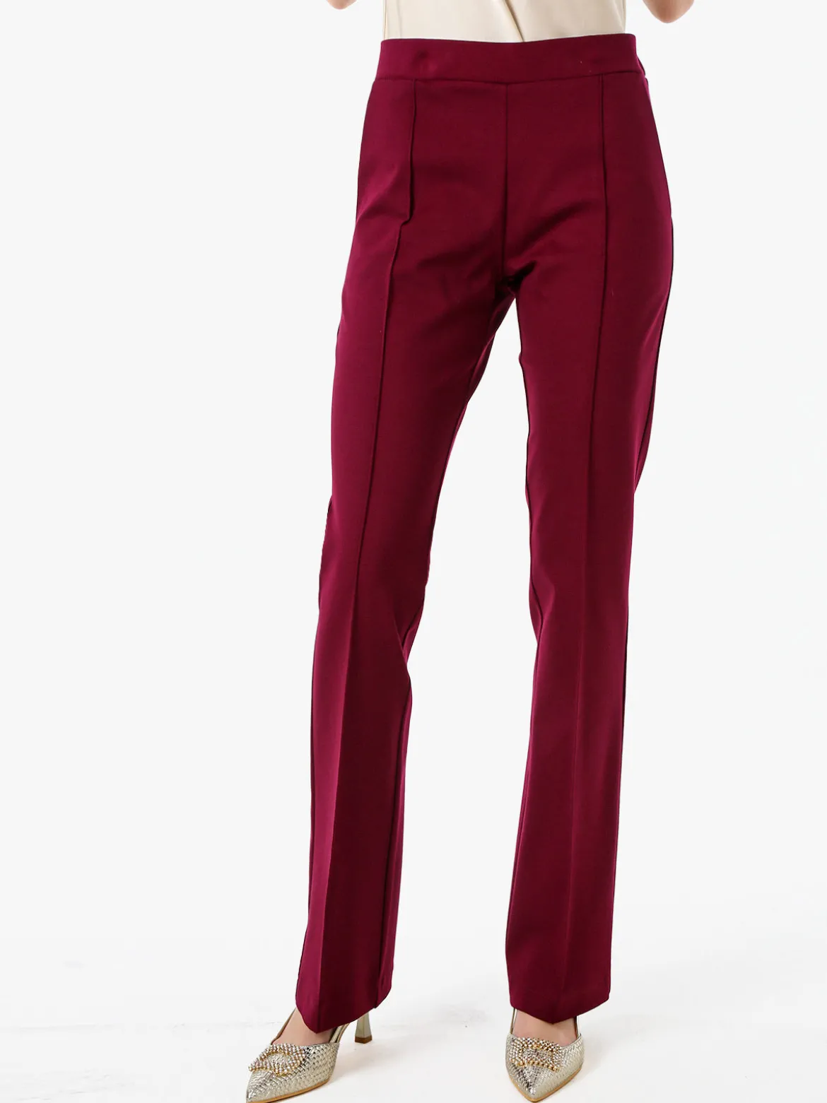 Fast Fashion Completo elegante da donna con blazer e pantaloni con finale a zampa - bordeaux