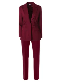 Fast Fashion Completo elegante da donna con blazer e pantaloni con finale a zampa - bordeaux
