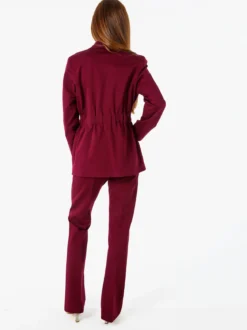 Fast Fashion Completo elegante da donna con blazer e pantaloni con finale a zampa - bordeaux