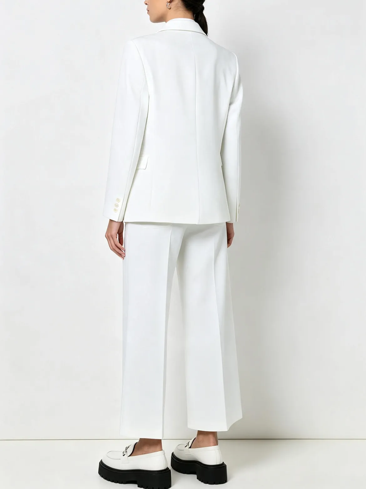 Fast Fashion Completo elegante da donna con blazer e pantaloni a gamba larga - panna