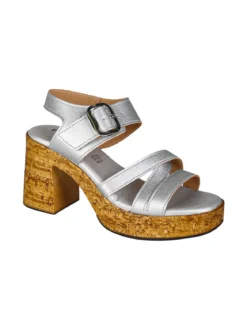 Feeling Sandali donna con fibbia tacco largo e plateau - argento