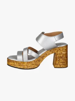 Feeling Sandali donna con fibbia tacco largo e plateau - argento