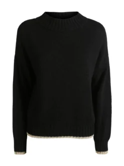 Fh Maglione donna in misto lana con dettaglio lurex - nero