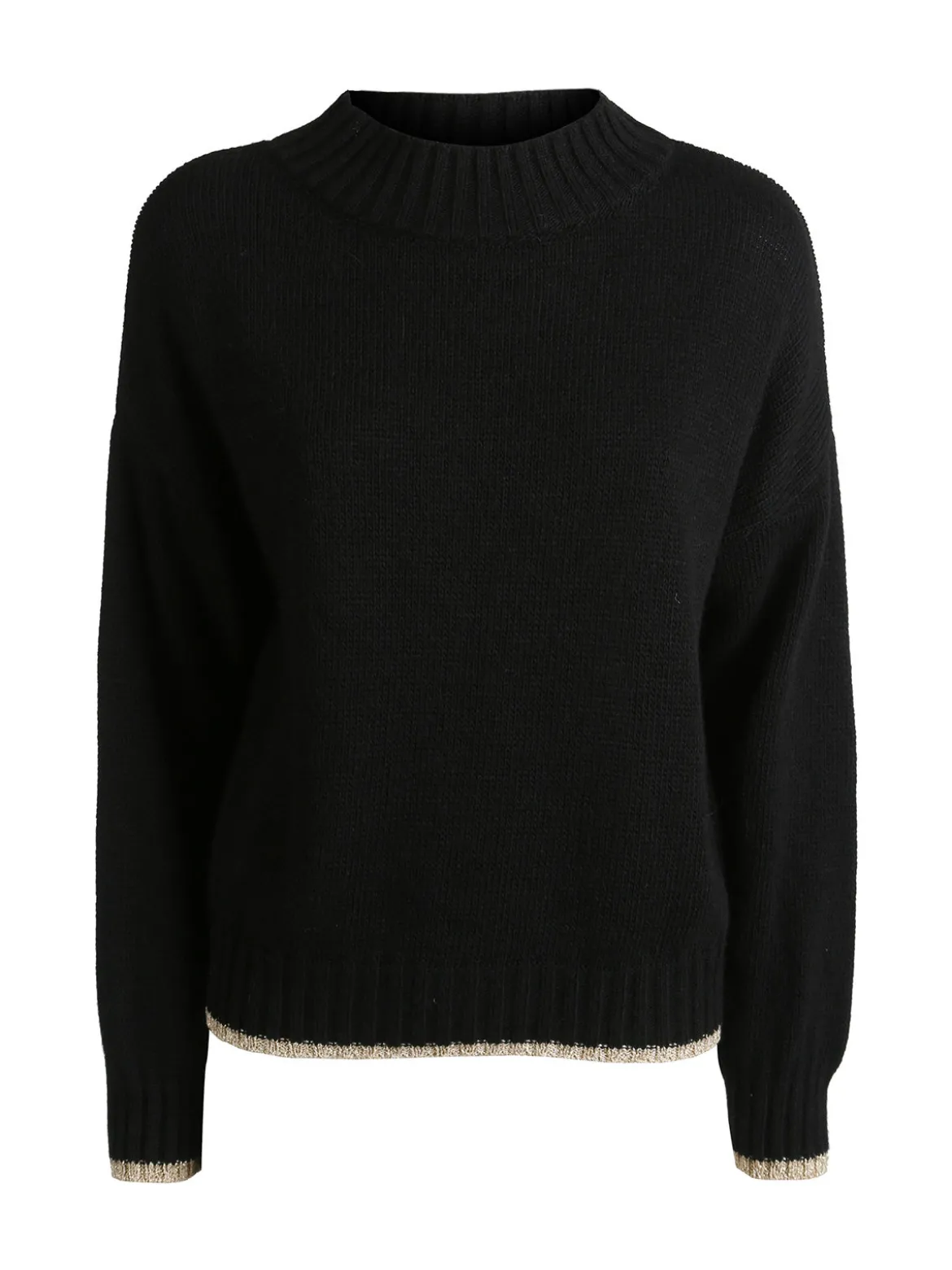 Fh Maglione donna in misto lana con dettaglio lurex - nero