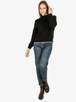 Fh Maglione donna in misto lana con dettaglio lurex - nero