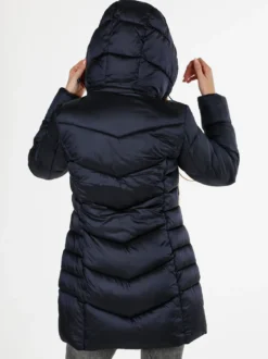 Flight Finery Giubbotto lungo da donna con bottoni e zip - blu scuro
