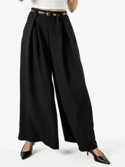 Floria Pantaloni a palazzo da donna con cintura sottile - nero