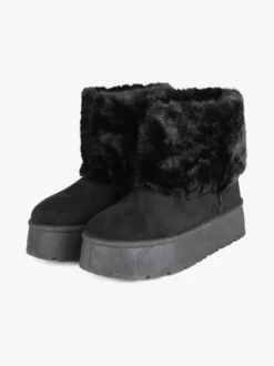 Flyfor Stivaletti donna scamosciati con platform e bordo in pelliccia sintetica