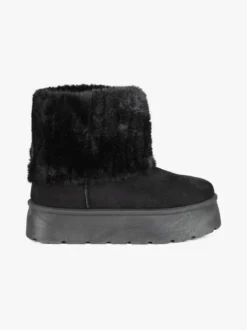 Flyfor Stivaletti donna scamosciati con platform e bordo in pelliccia sintetica