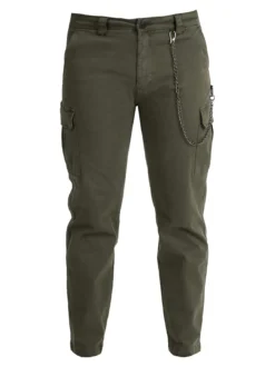 Frankie Malone Pantaloni cargo da uomo con catena